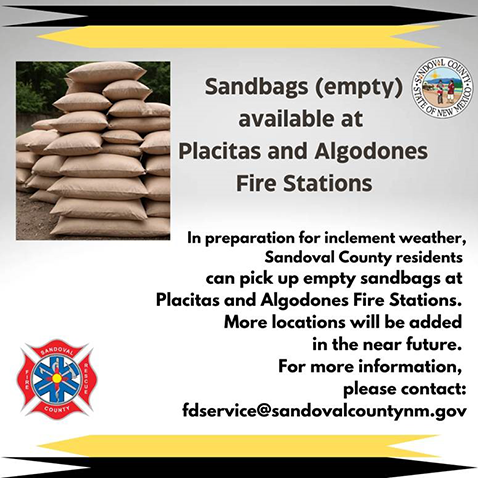 Sandbags Placitas & Algodones Fire Stations